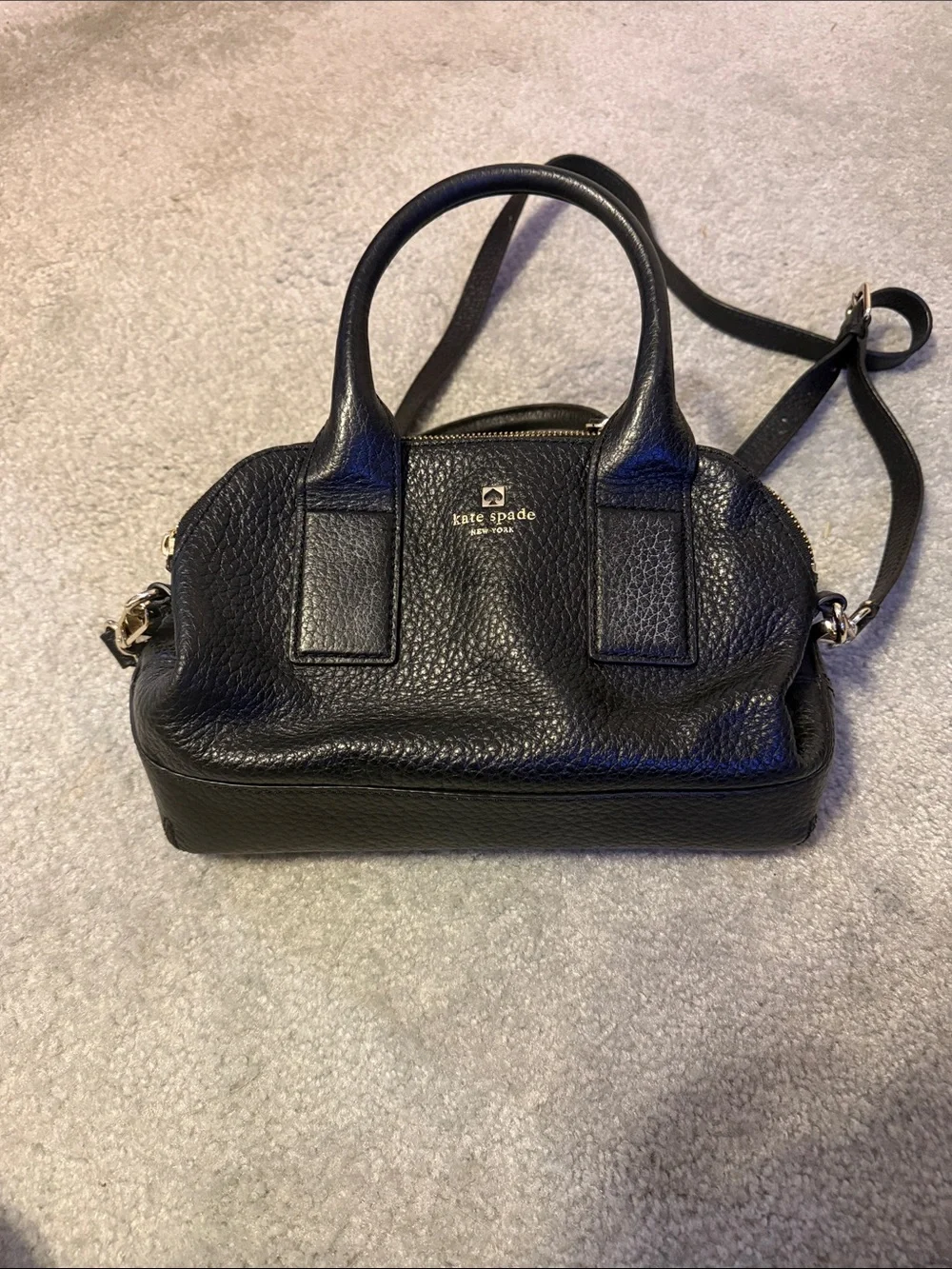 kate spade Black Pebbled Leather Satchel with Detachable Strap